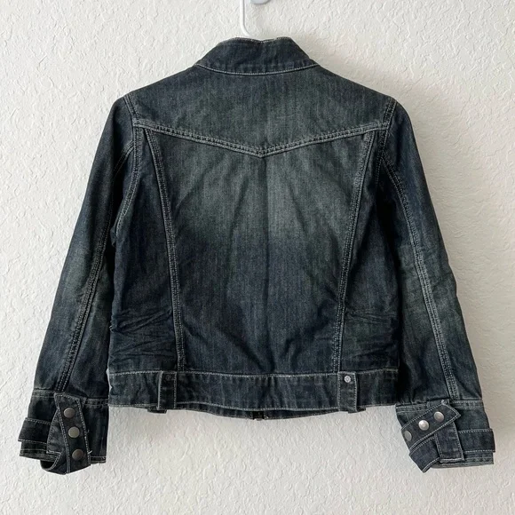 dELiA*s Dark Wash Denim Cropped Jean Jacket Size Large - Picture 2 of 6